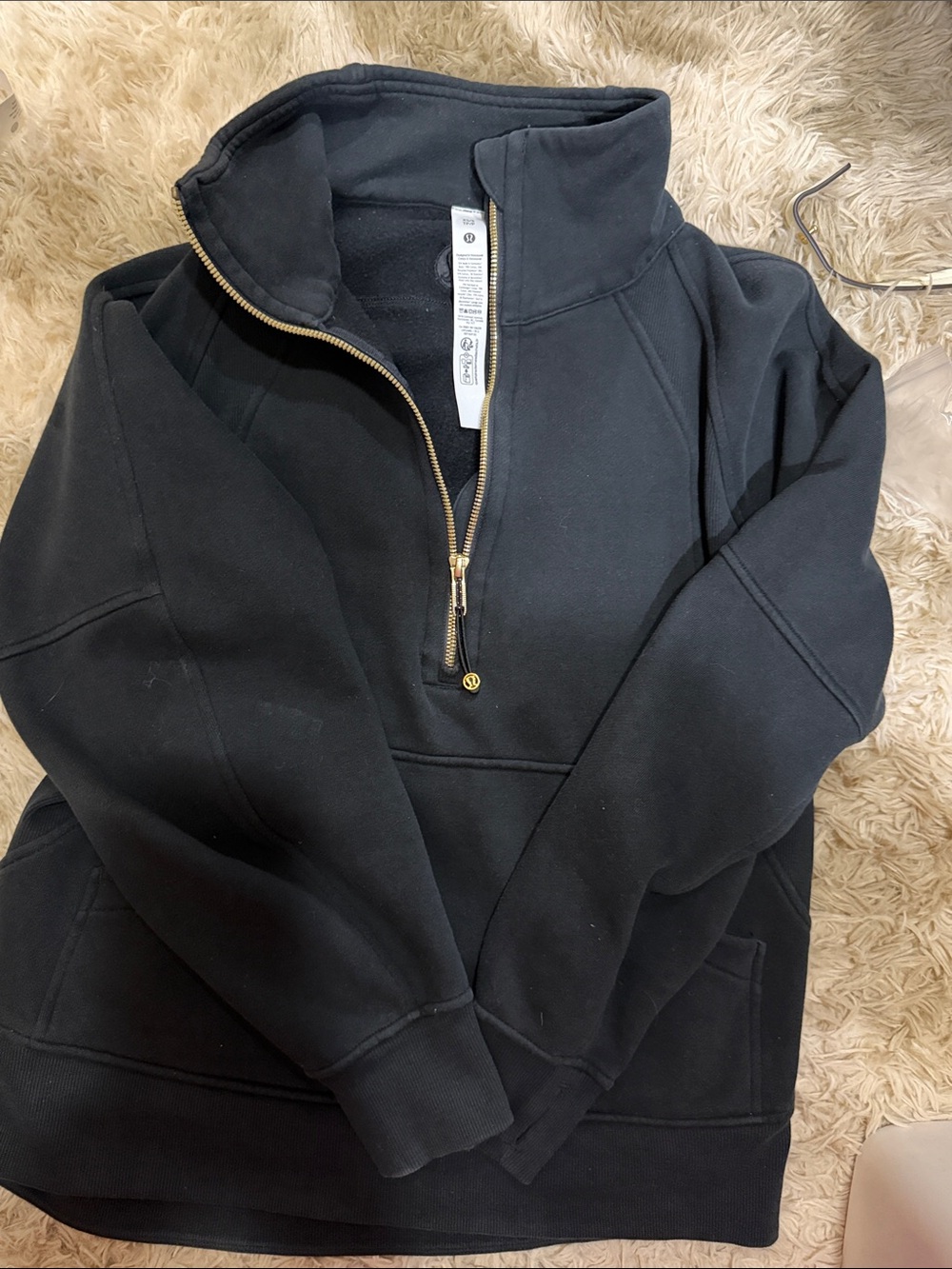 lululemon athletica Black Half-Zip Pullover with Gold Hardware